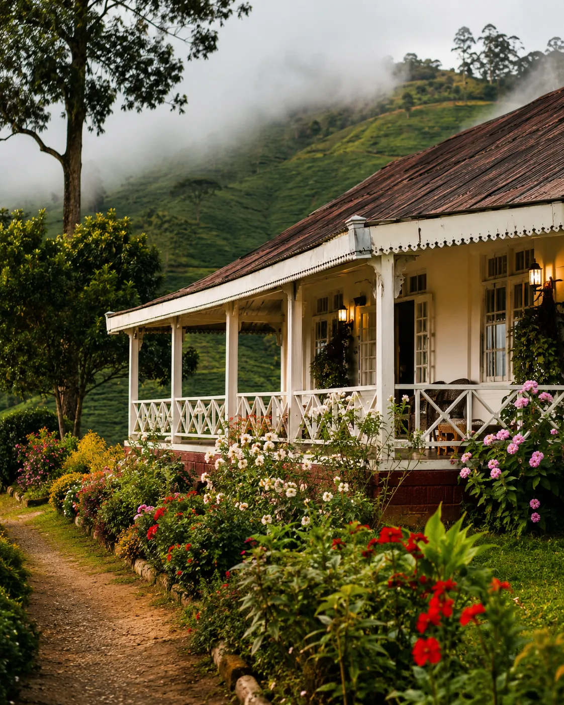 A colonial tea-planter's bungalow in the highlands.