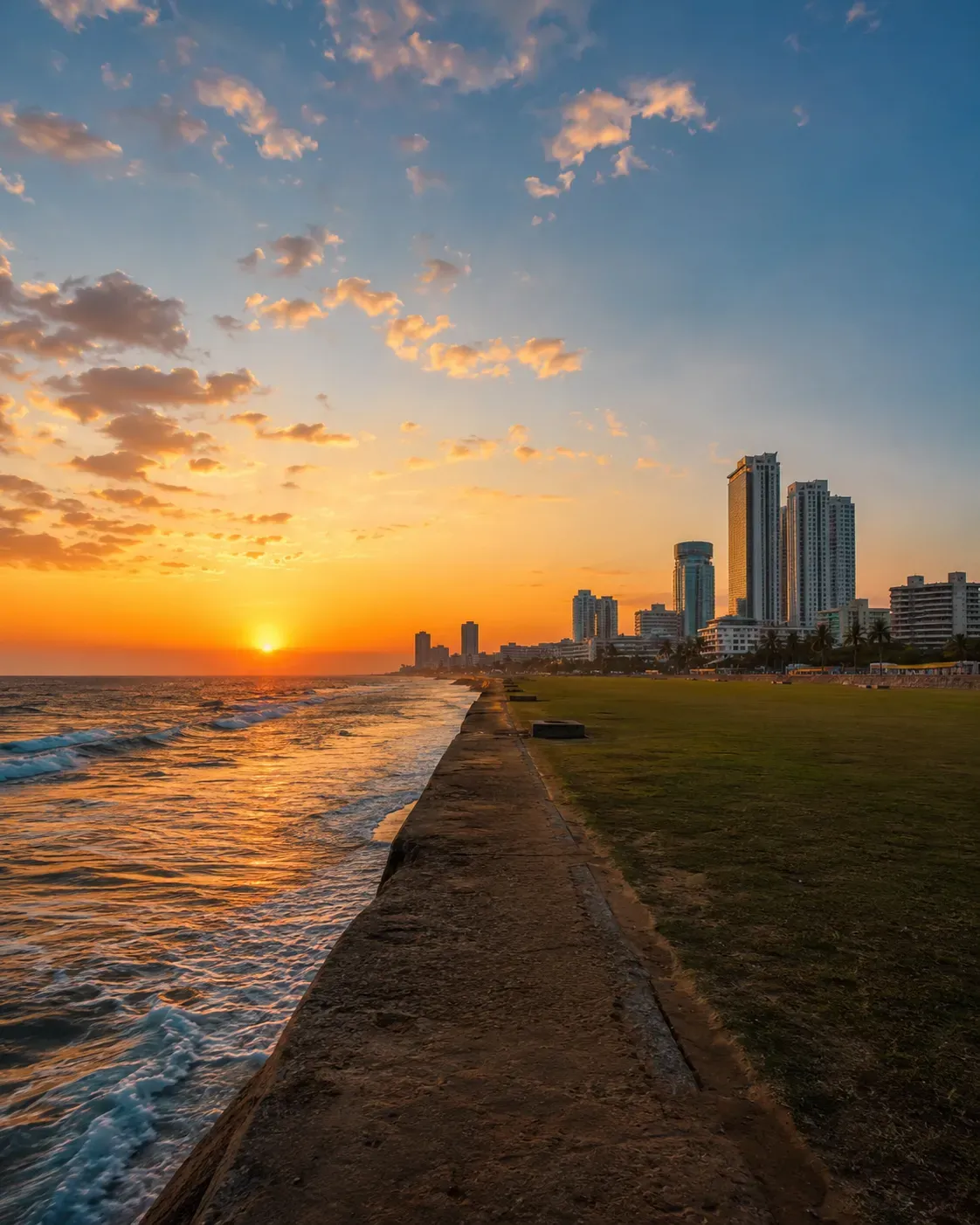 Colombo — Galle Face Green at sunset.