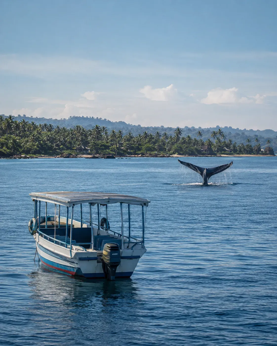 A whale-watching boat off Mirissa.